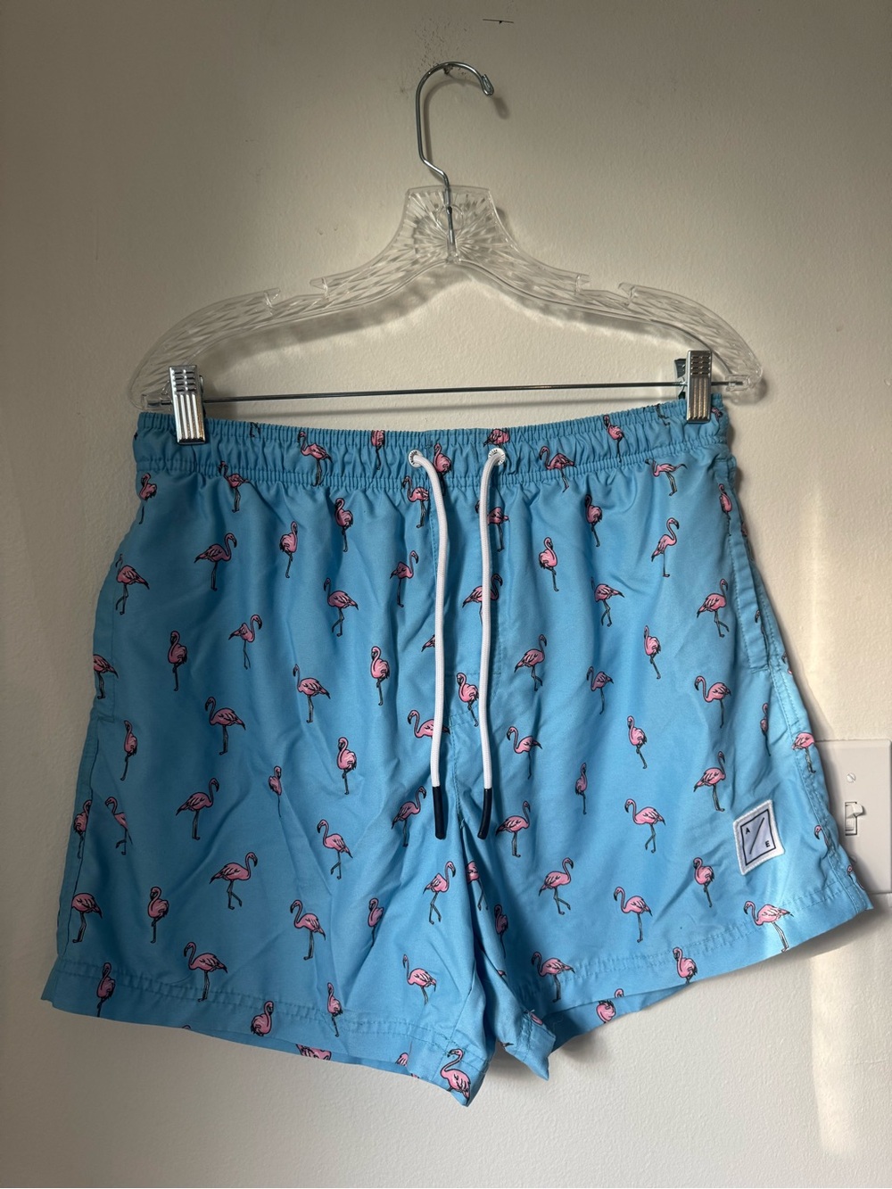 American Eagle Outfitters Blue Flamingo Print Swim Shorts